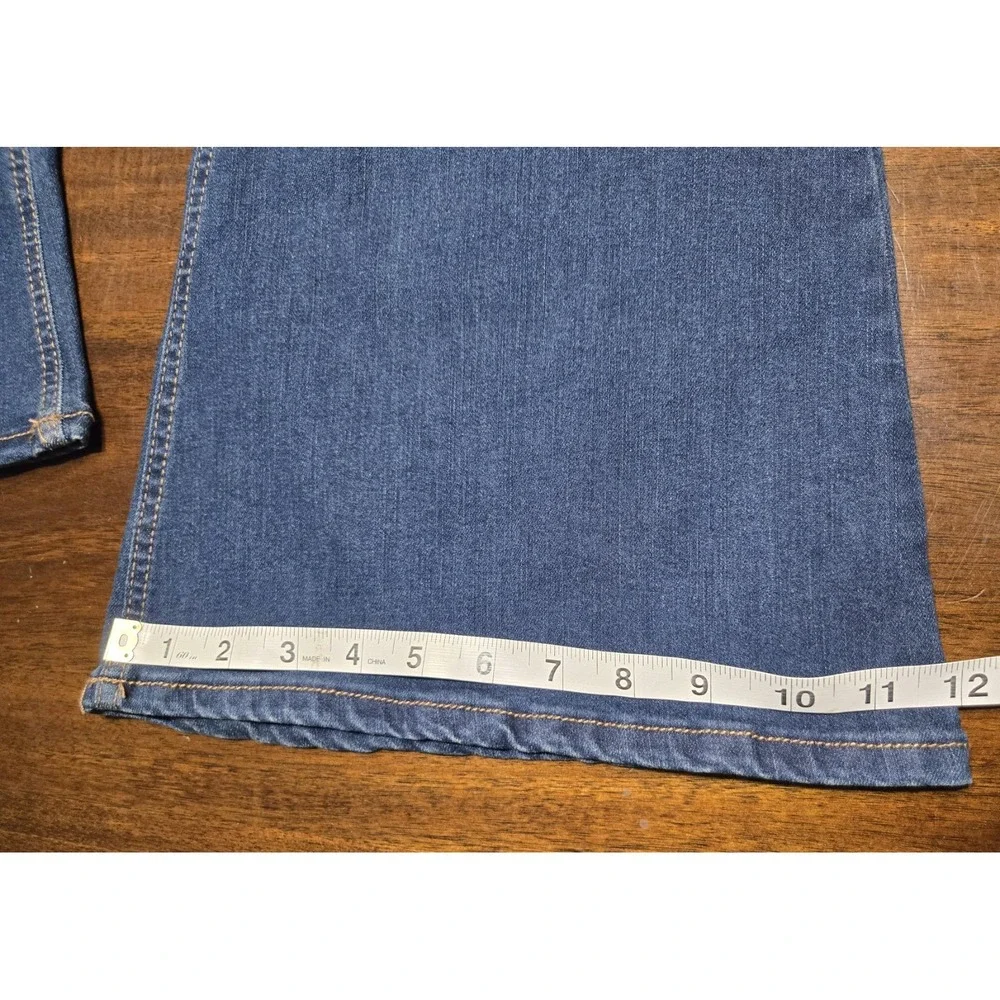Nine West Pull On Flare Denim Blue Jeans Size 12 Boho Stretch Retro Festival